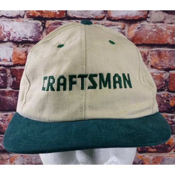 NWT Vintage Craftsman USA Snapback Hat Beige & Green Baseball Cap Adjustable Siz - Picture 1 of 6